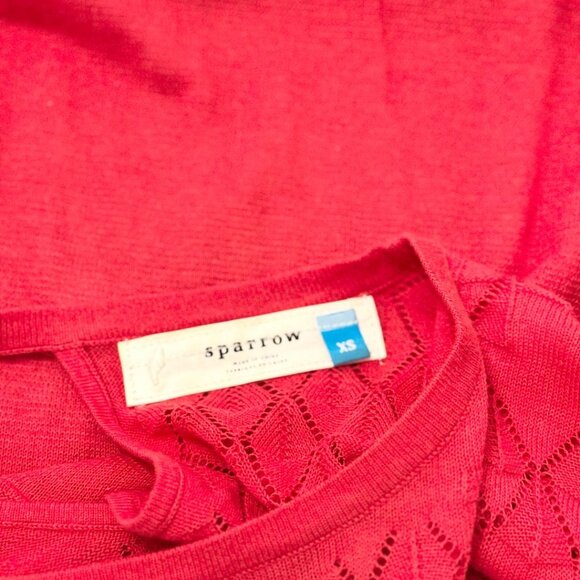 Hot Pink Three-Quarter Sleeve Knit Sweater by Sparrow (Anthropologie), Size XS - Picture 3 of 5
